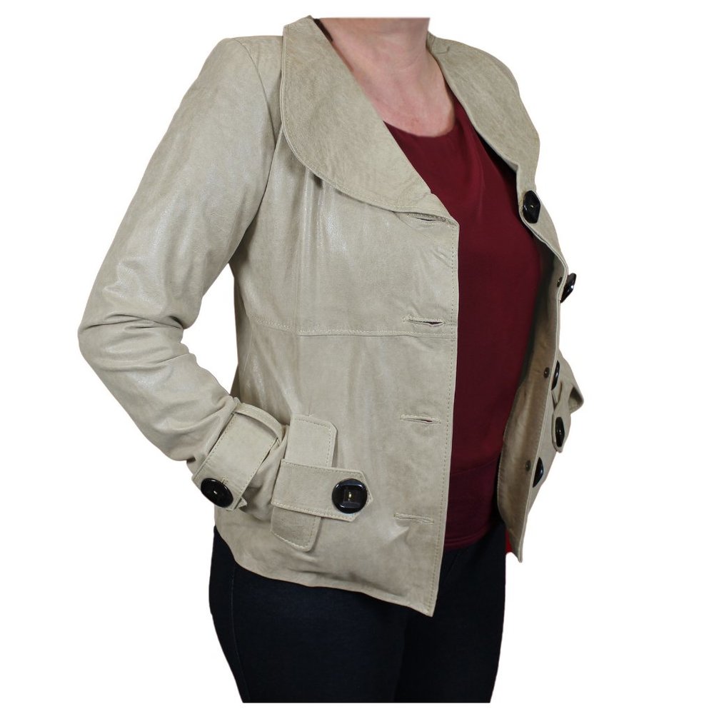 Women's Tan Flair Distressed Leather Jacket BRAND NEW - Made in Ecuador - Size M